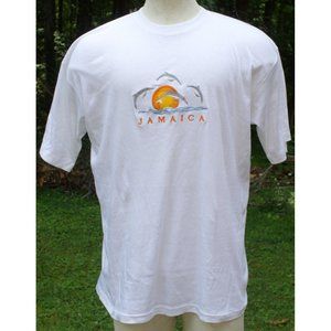 JAMAICA Dolphin Ocean Embroidered White T-Shirt Adult Sz. XXL Tourist Souvenir